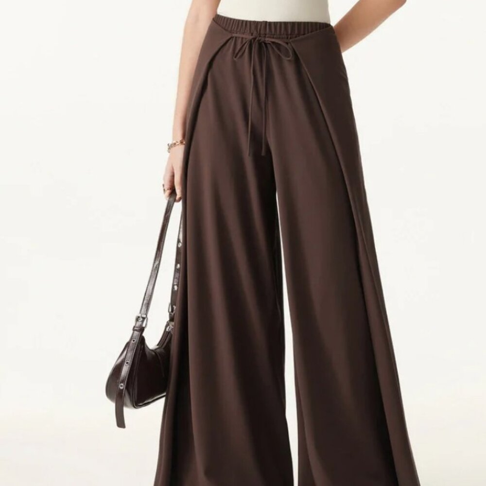 OGL Bamboo Ponte Wrap-tie Palazzo Pants with Pocket